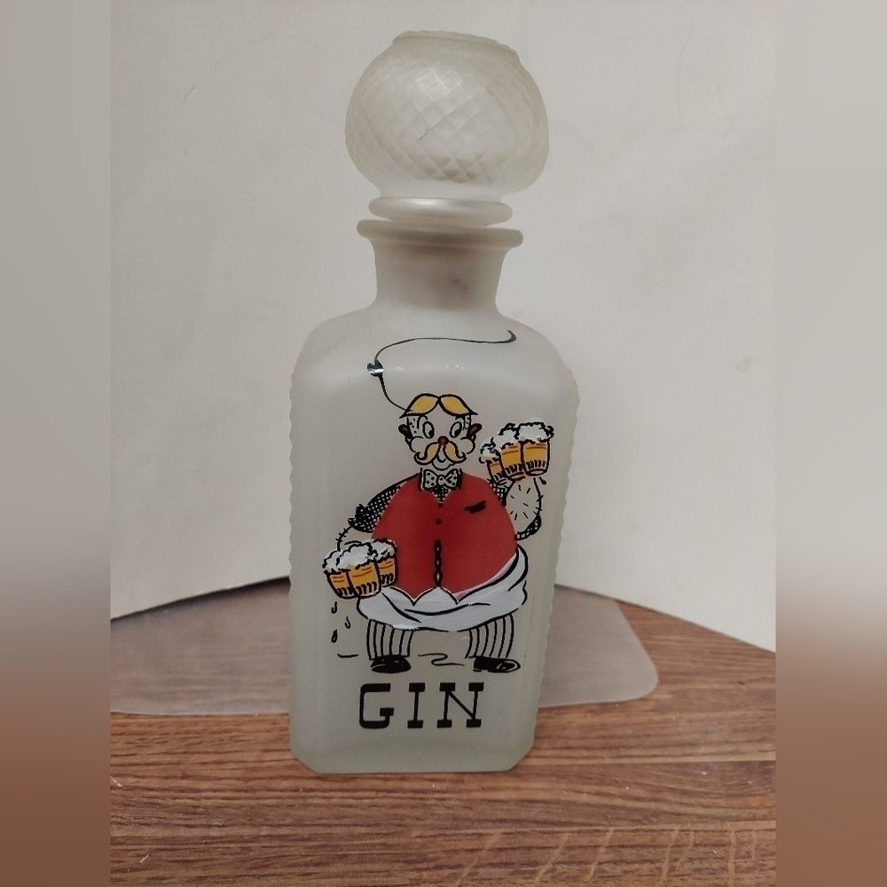 Vintage* 60s Glass Frosted Gin Decanter